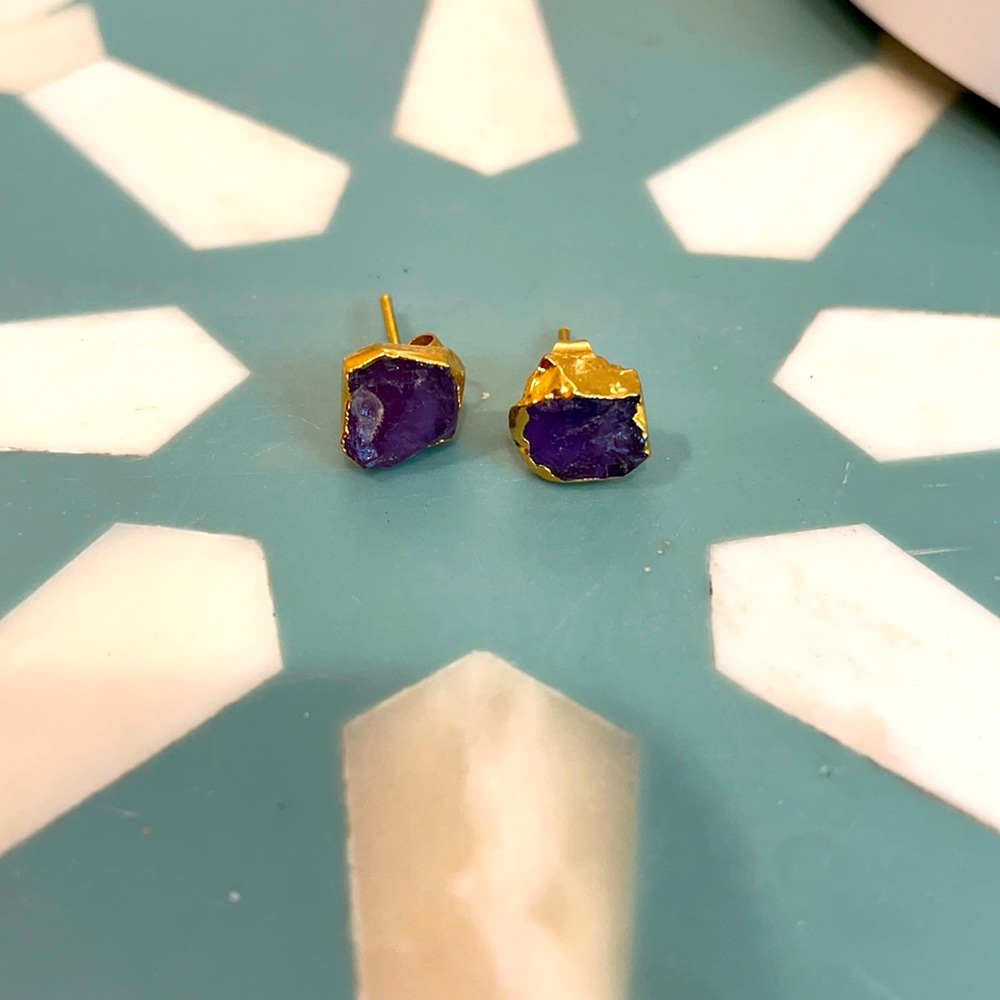 Gold Amethyst earrings - 22K Gold plating, ethically sourced